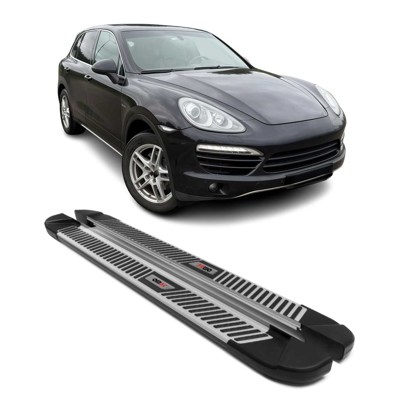 Trittbretter Seitenbretter Schweller für Porsche Cayenne 92A 2010-17 Alu Schwarz
