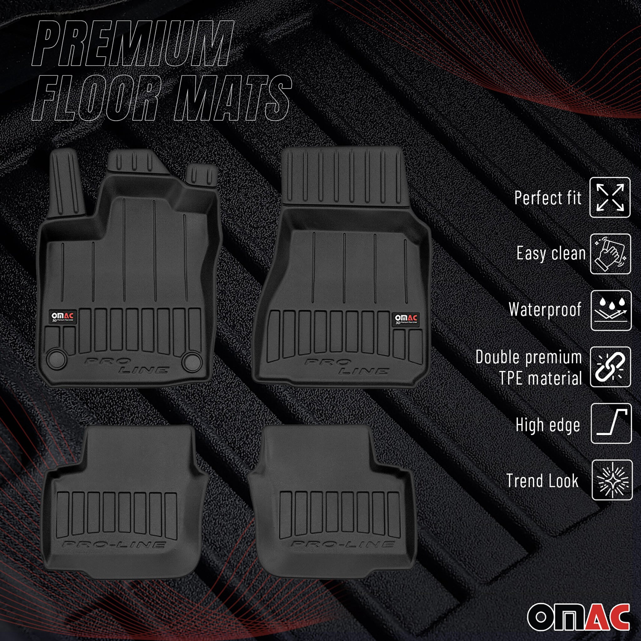 OMAC Gummi Fußmatten für Smart Forfour 2014-2021 Premium TPE Automatten 4tlg