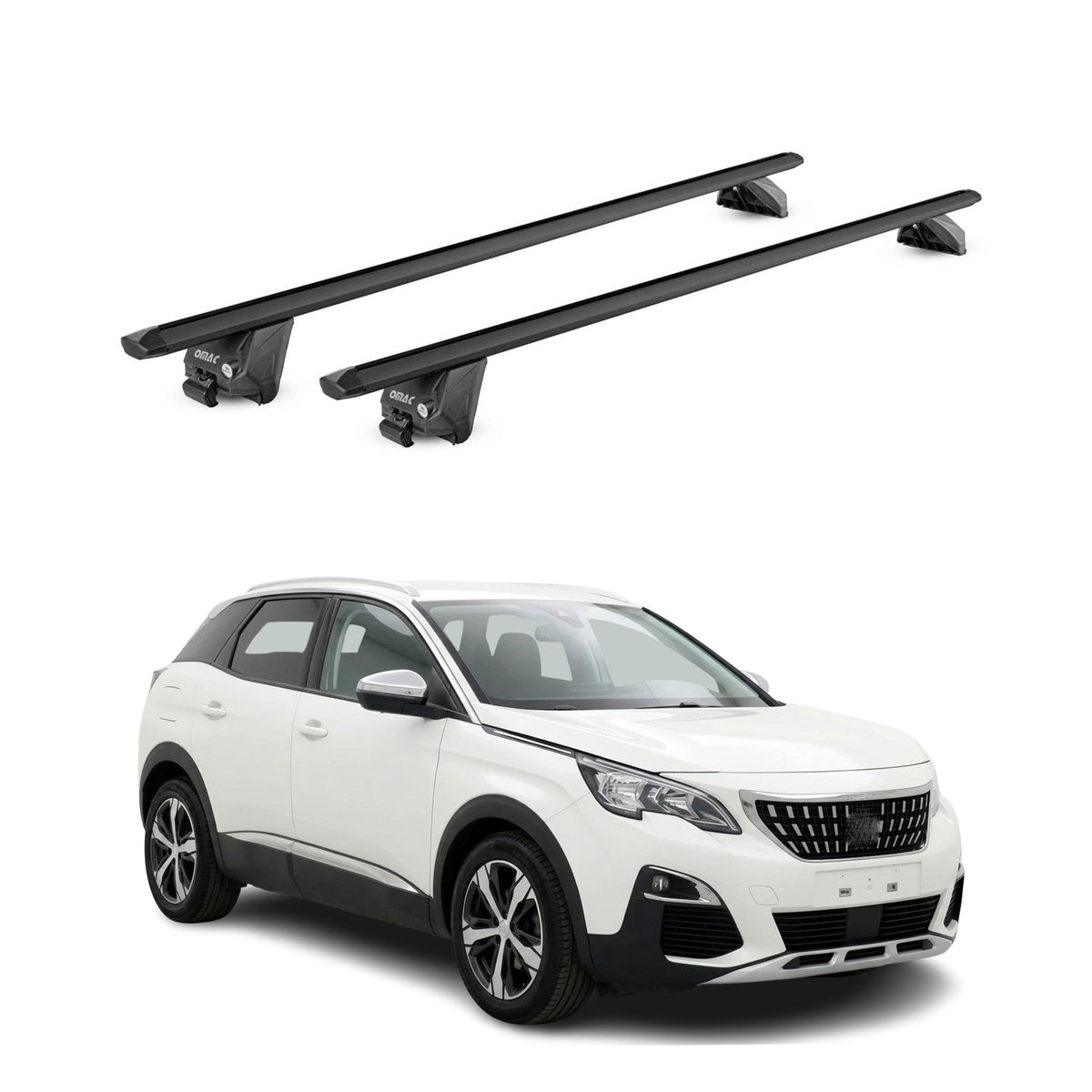 Dachträger Grundtäger für Peugeot 3008 II 2016-2023 100kg Alu Schwarz 2 tlg ABE