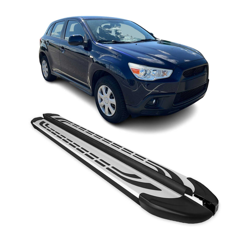Trittbretter Seitenschweller für Mitsubishi ASX 2010-2022 Alu Schwarz Grau 2tlg
