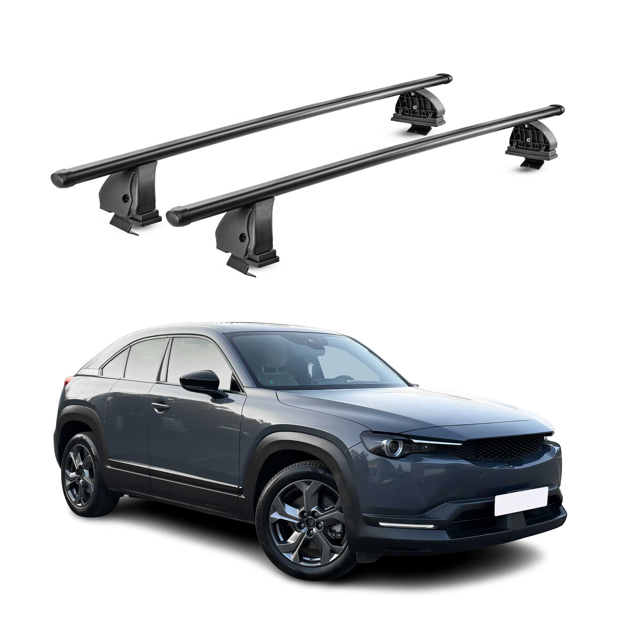 Stahl Dachträger für Mazda MX-30 2020-2026 TÜV Abschließbar 75 kg 2tlg Schwarz