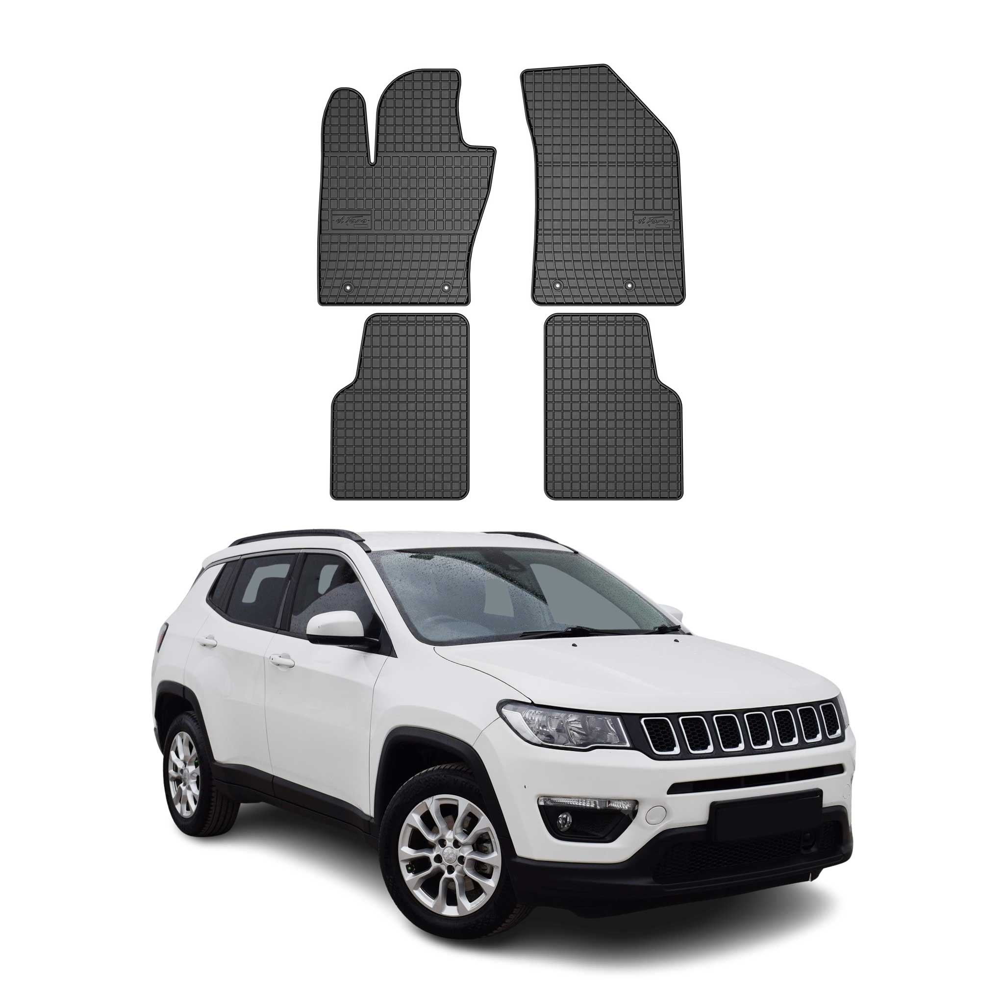 OMAC Gummi Fußmatten für Jeep Compass 2016-2020 Automatten Gummi Schwarz 4tlg