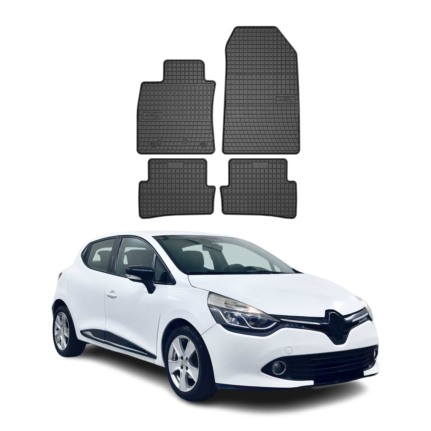 OMAC Gummi Fußmatten für Renault Clio 2012-2019 Automatten Gummi Schwarz 4tlg