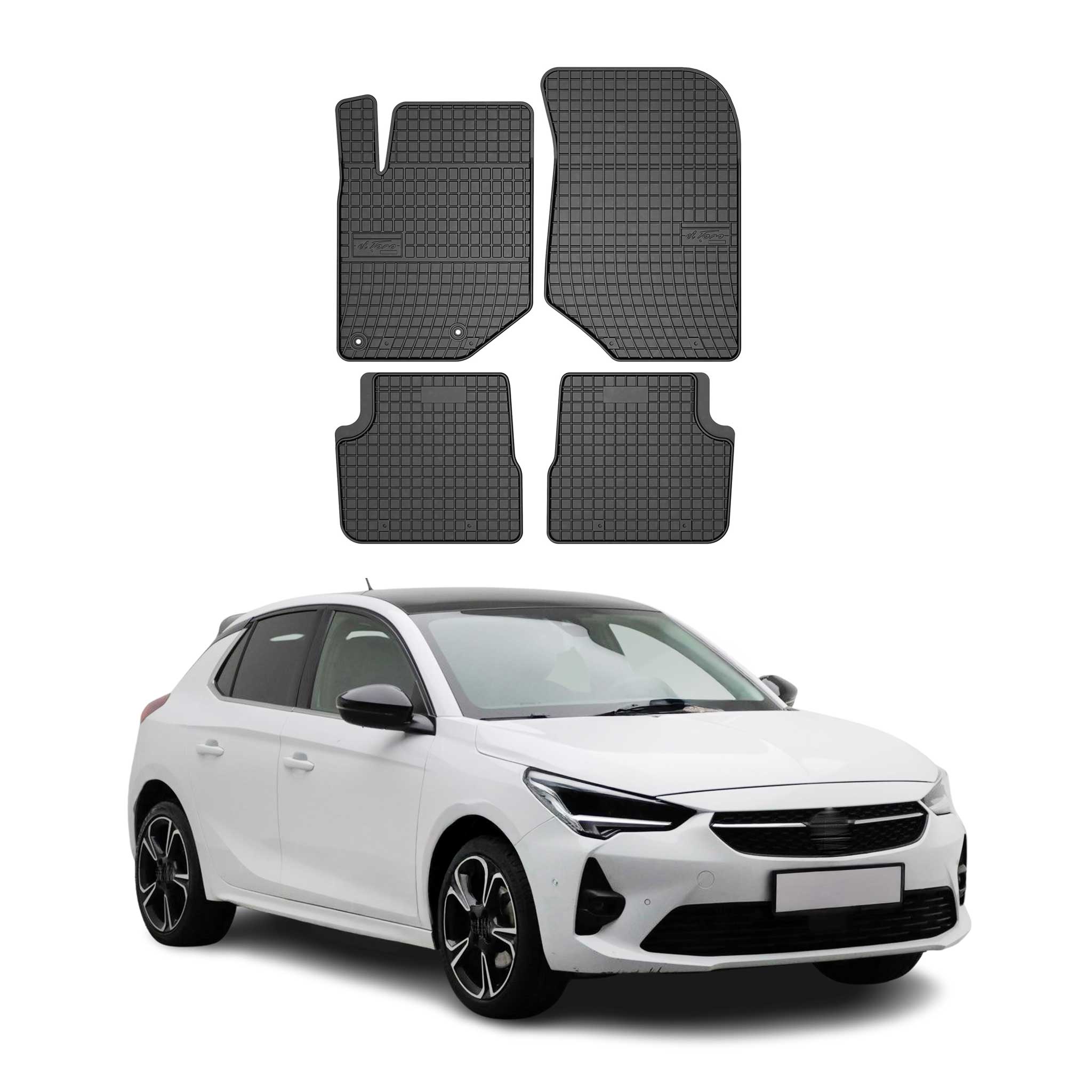 Gummi Fußmatten für Opel Corsa F 2019-2026 Automatten Gummi TPE Schwarz 4x