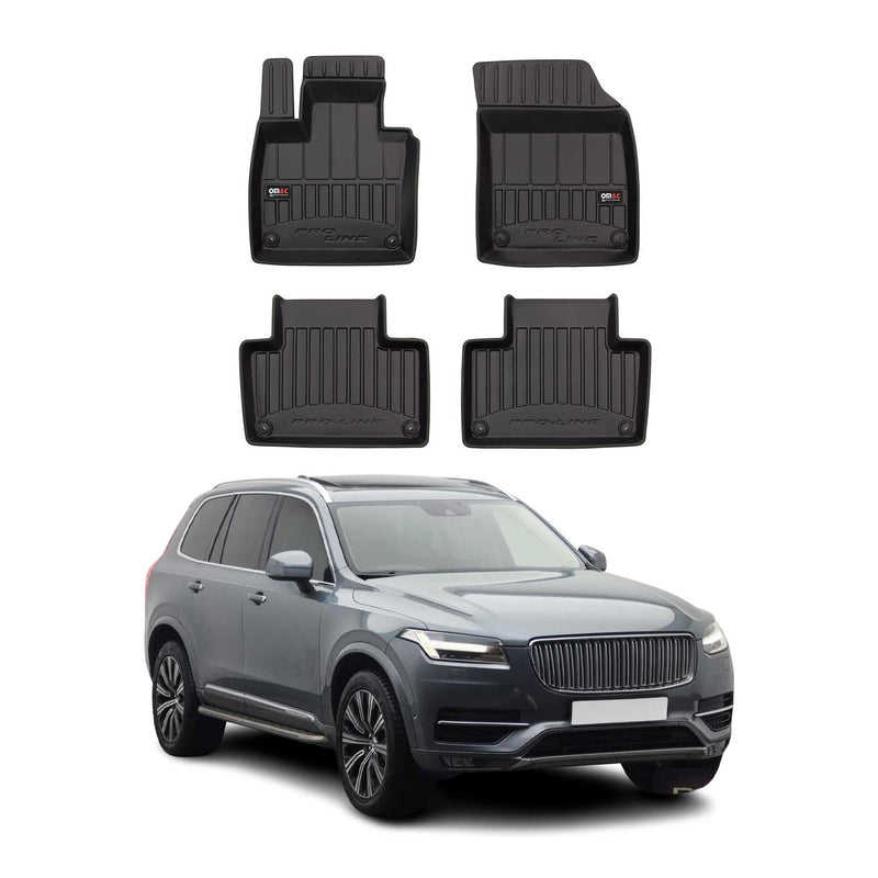 OMAC Gummi Fußmatten für Volvo XC90 2014-2024 Premium TPE Automatten Schwarz 4x