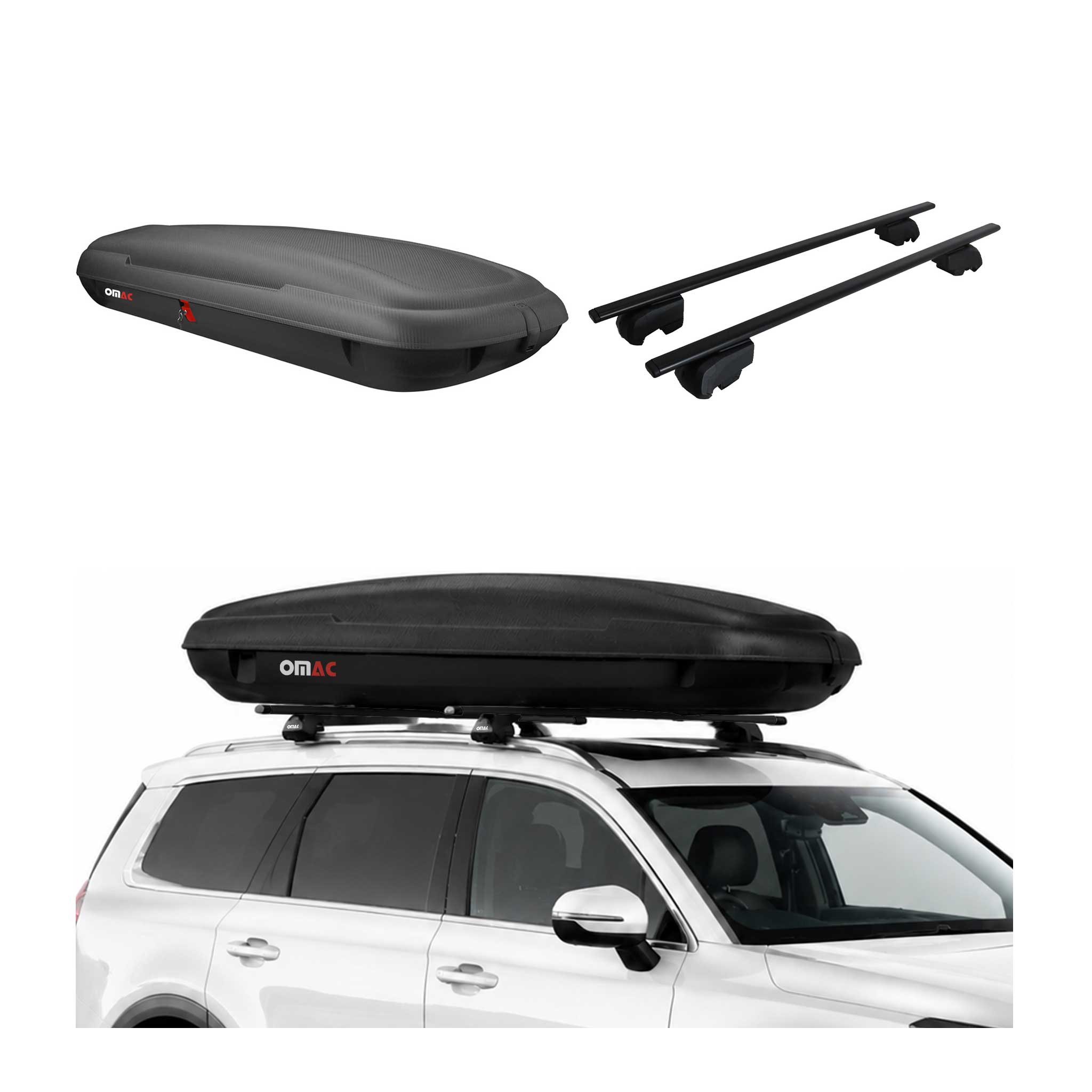 Carbonlook Dachbox 480L + Dachträger Audi A4 B9 Avant 2016-2025 Schwarz