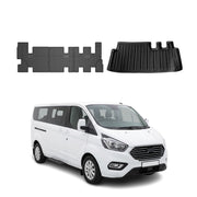Fußmatten 3.Sitzreihe & Kofferraumwanne Set für Ford Tourneo Custom 2012-2023 L2