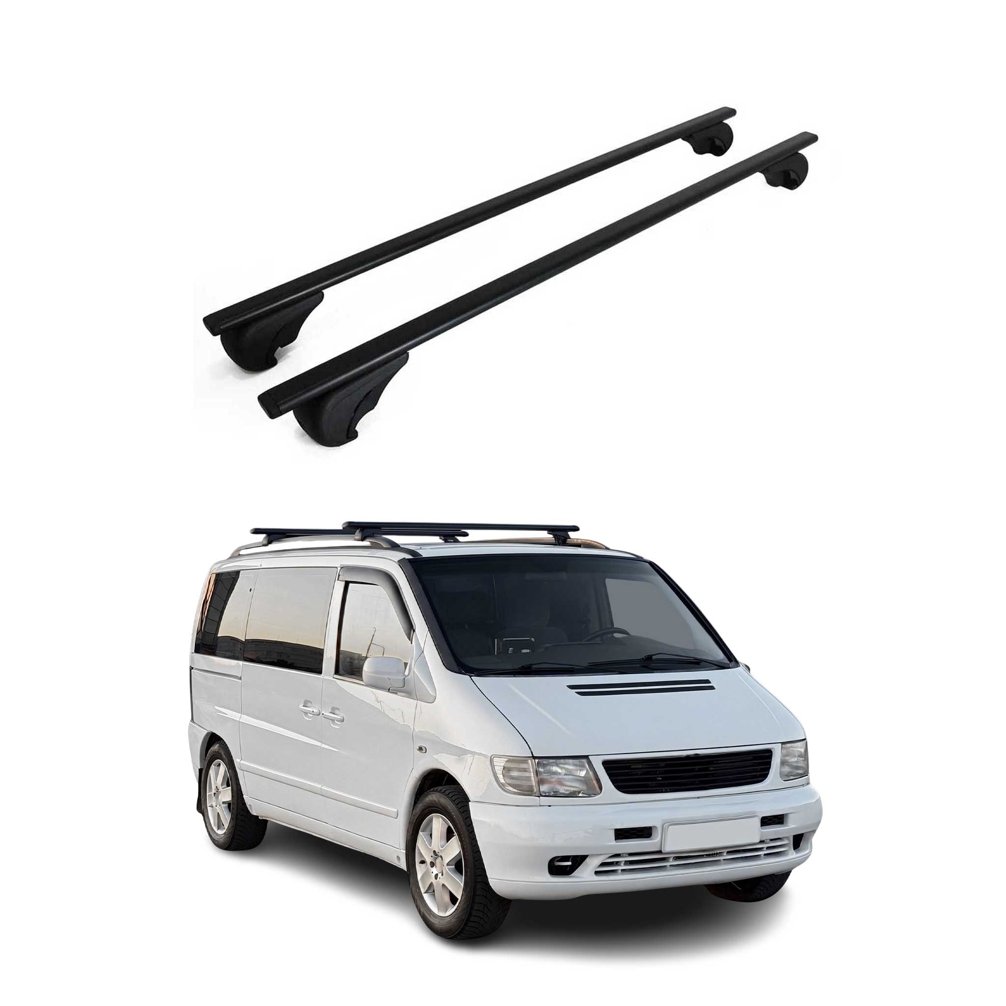 Dachträger Grundträger für Mercedes Vito W638 1996-2003 Metall Schwarz 2tlg