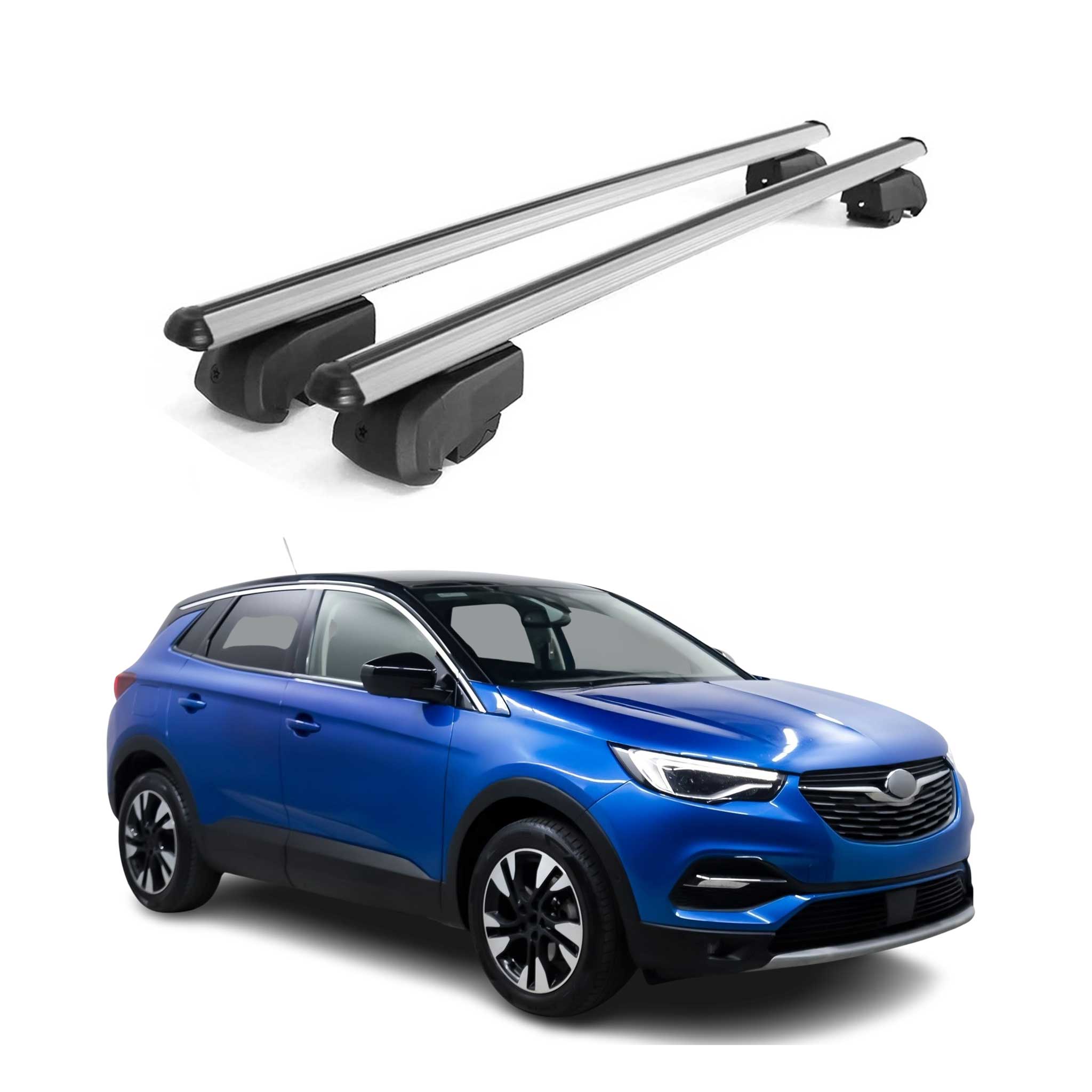 Dachträger Gepäckträger für Opel Grandland X 2017-2025 ABE Aluminium Grau 2x
