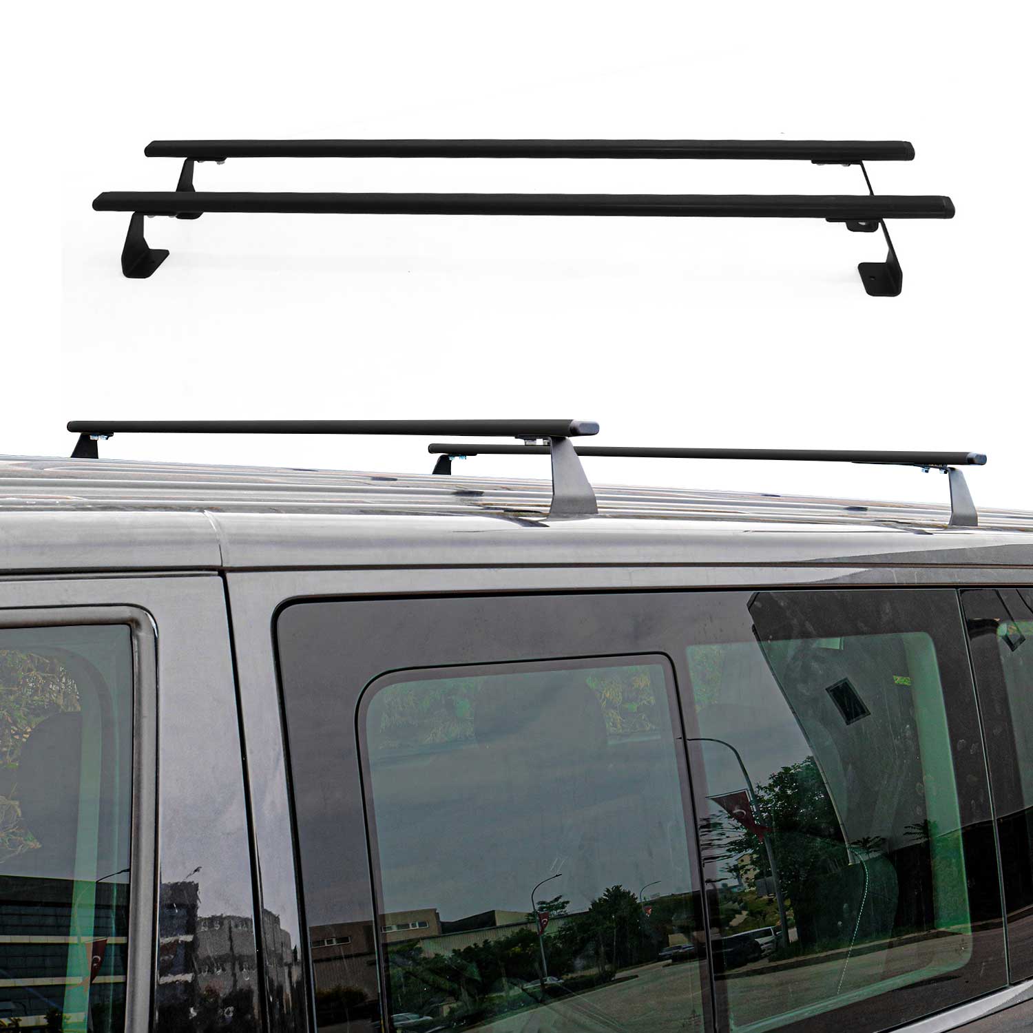 Dachträger Grundtäger für Nissan NV200 2009-2020 75kg Stahl Schwarz 2 tlg