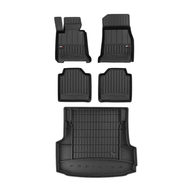 OMAC Fußmatten & Kofferraumwanne Set für BMW 3er F34 2013-2020 Gummi Schwarz 5x