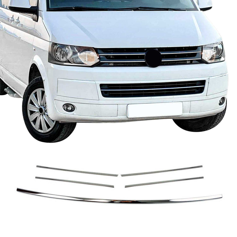 Kühlergrill Leisten Grillleisten für VW Transporter T5 2009-2015 Chrom Silber 5x