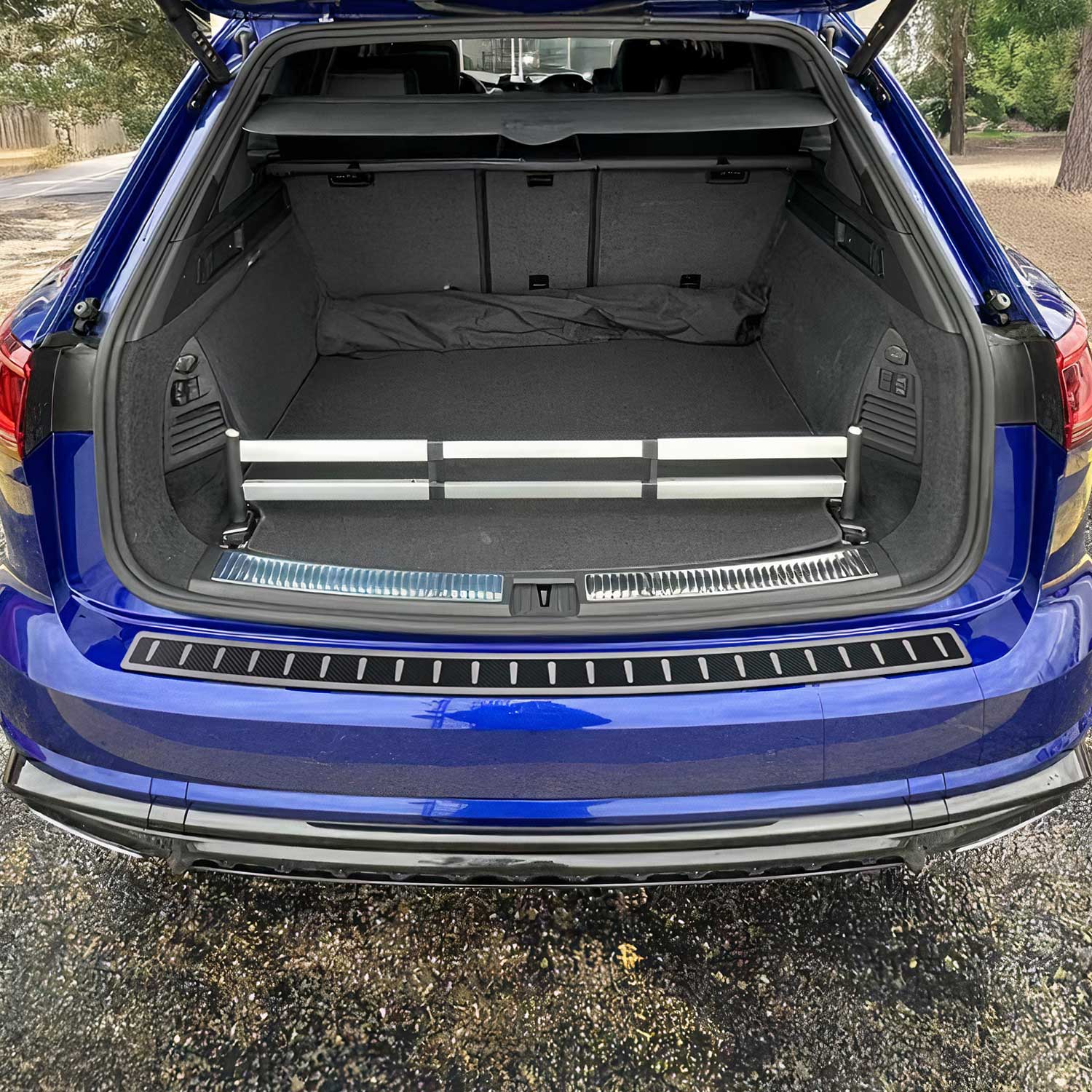 Ladekantenschutz Stoßstange für VW Touareg 2018-2025 Edelstahl Kohlefaserfolien