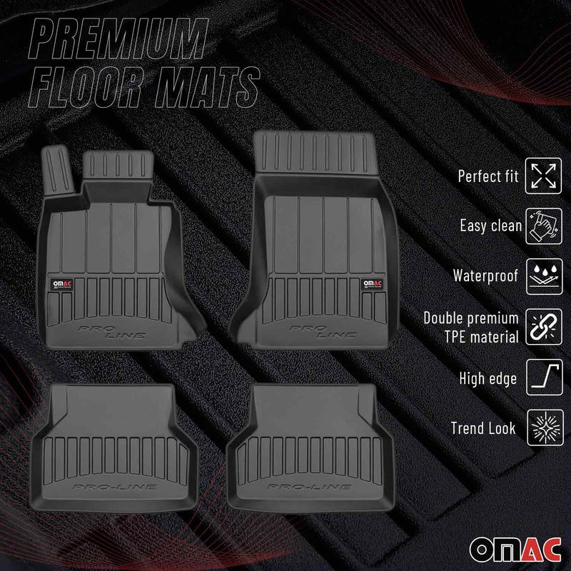 OMAC Gummi Fußmatten für BMW 5er E61 Touring 2003-2010 Premium Gummi Schwarz 4x