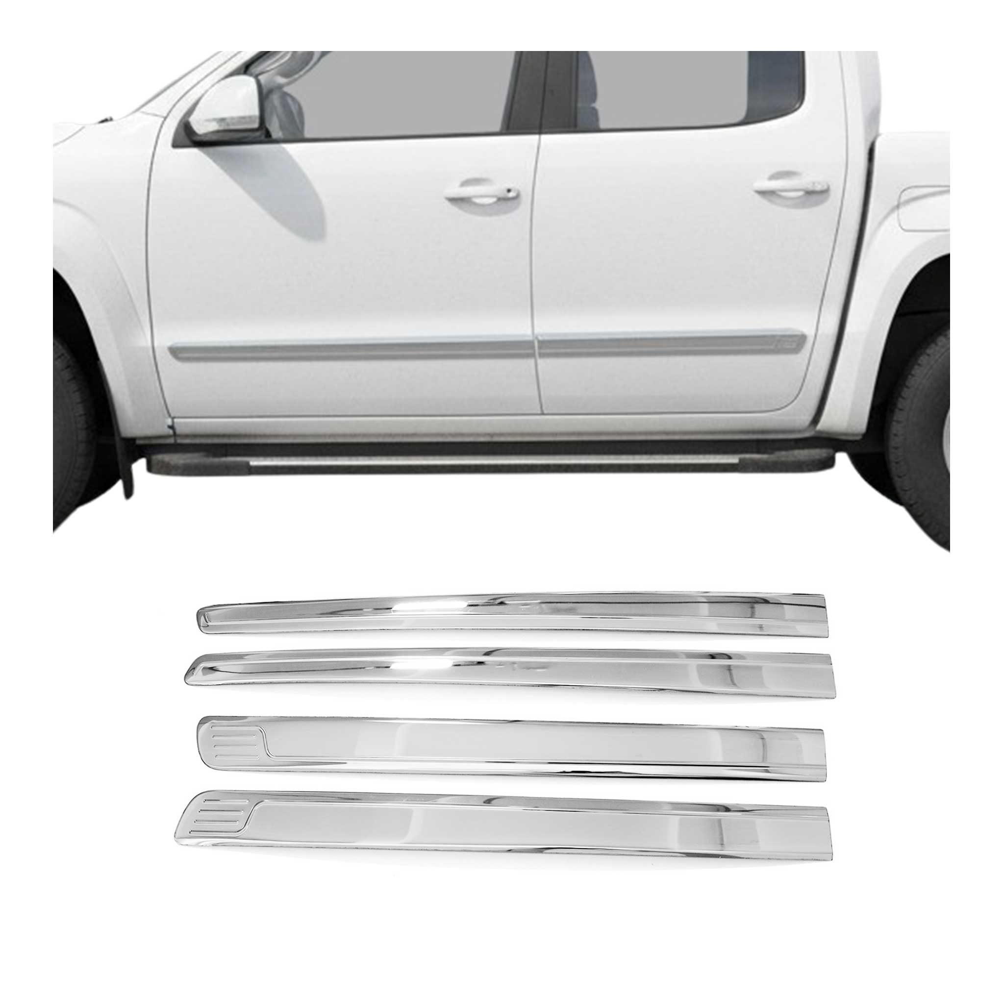 Seitentürleiste Türleisten Türschutzleiste für Toyota Hilux 2015-2026 Chrom 4x