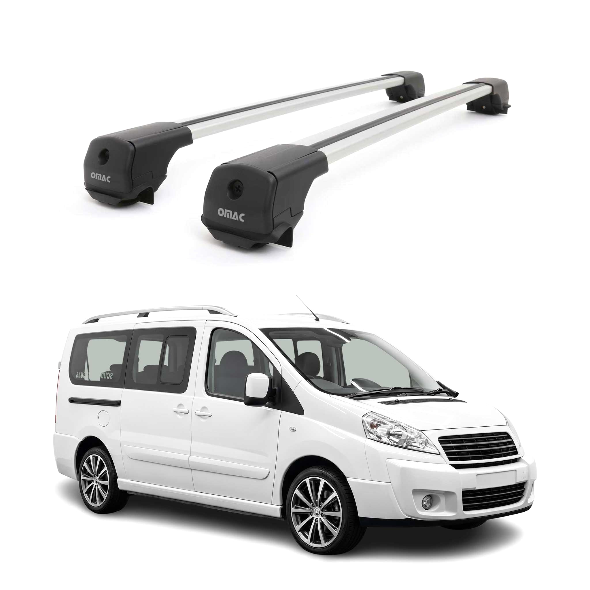 Dachträger Grundträger für Fiat Scudo 2007-2016 Aluminium 75kg Grau 2tlg