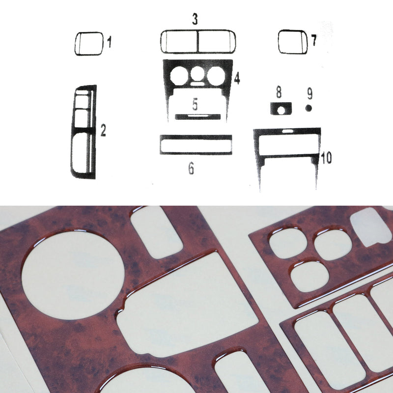 Innenraum Dekor Cockpit für Seat Leon 1998-2005 Wurzelholz Optik 10tlg