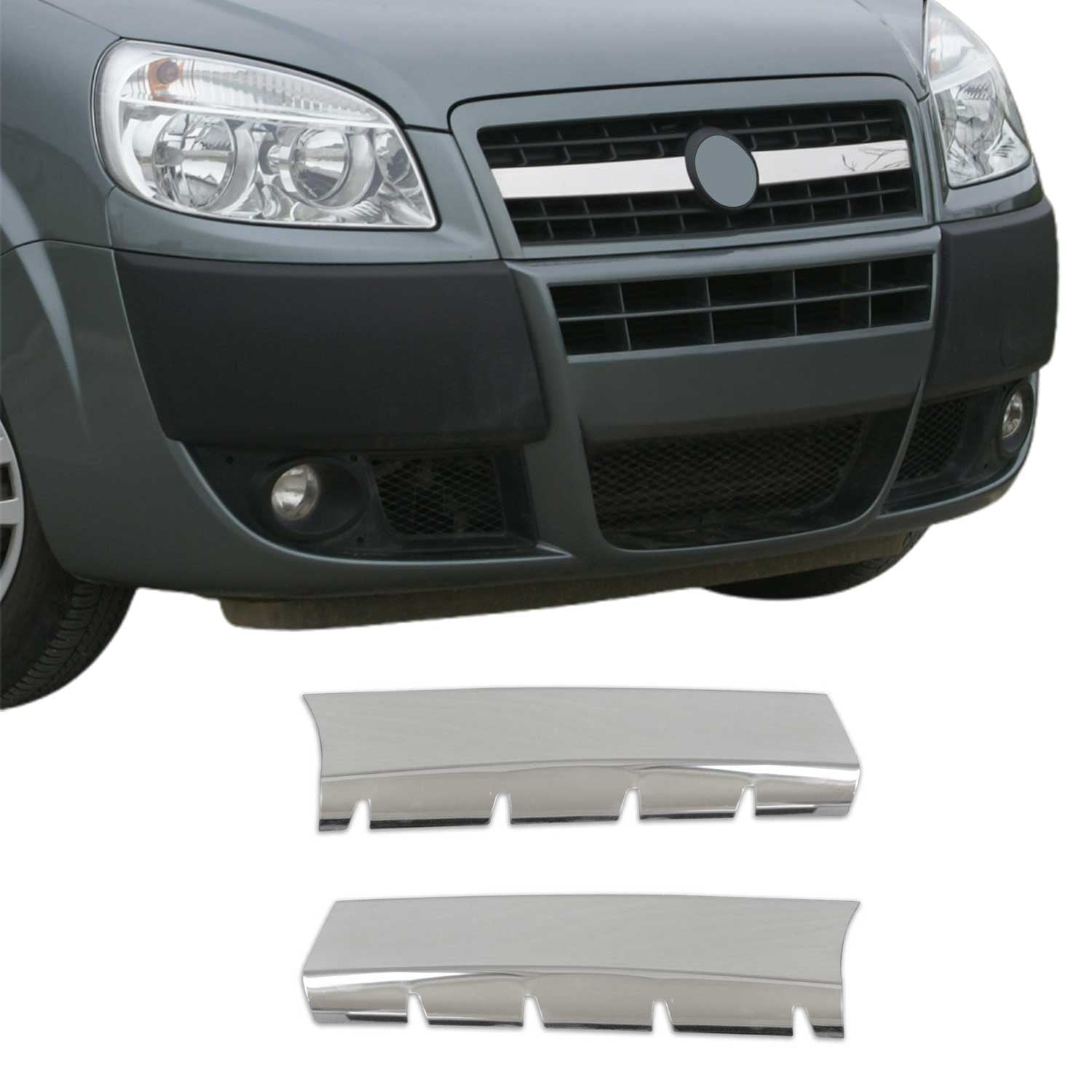 Kühlergrill Leisten Grillleisten für Fiat Doblo 2006-2010 Edelstahl Chrom 2tlg