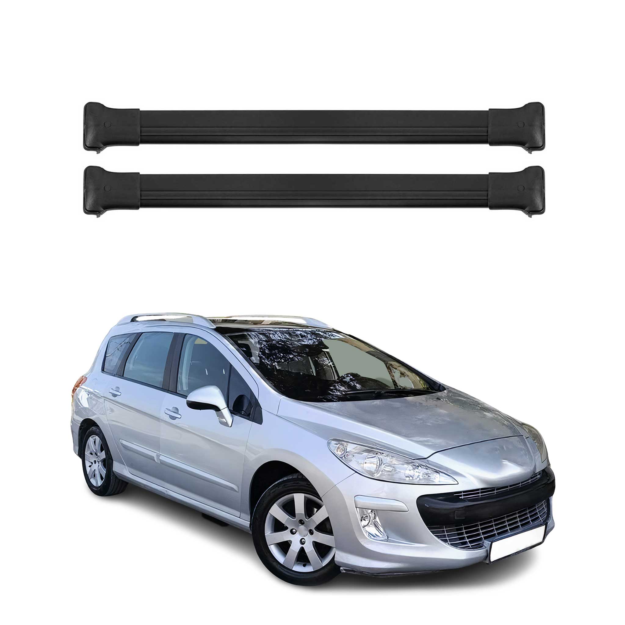 Dachträger Grundtäger für Peugeot 308 Kombi 2008-2014 75kg Alu Schwarz 2 tlg