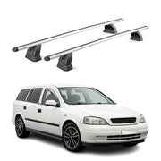 Alu Dachträger für Opel Astra G Kombi 1998-2004 TÜV T-Nut 75 kg 2tlg Silber