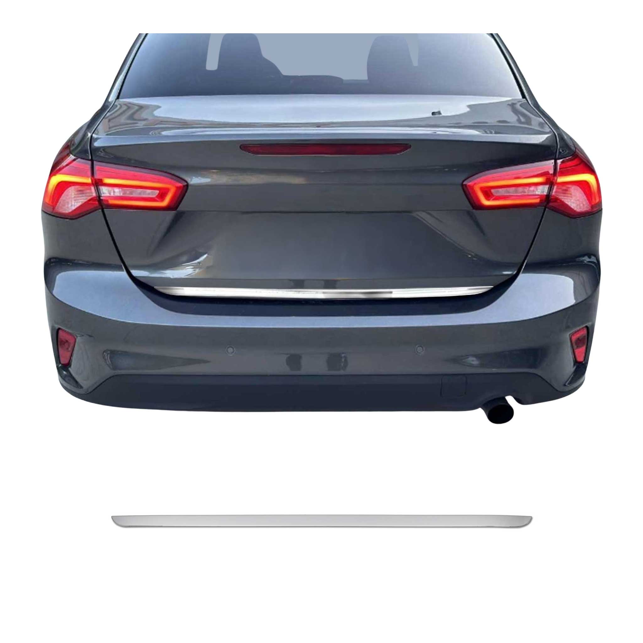 Kofferraumleiste Heckleiste für Ford Focus 2018-2021 Untere Chrom Edelstahl