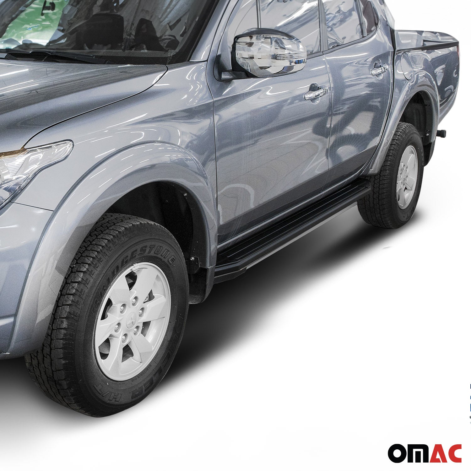 Trittbretter Seitenschweller für Nissan Navara II D40 2005-14 Aluminium Schwarz