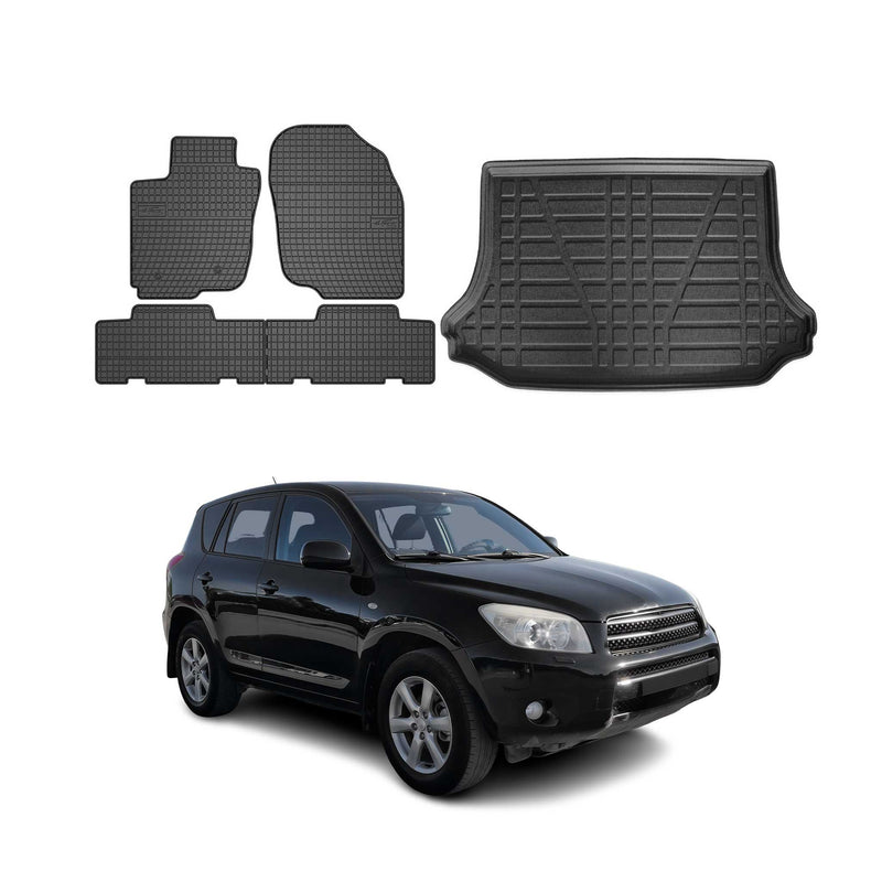 Fußmatten & Kofferraumwanne Set für Toyota RAV4 2006-2012 Gummi TPE Schwarz 5x