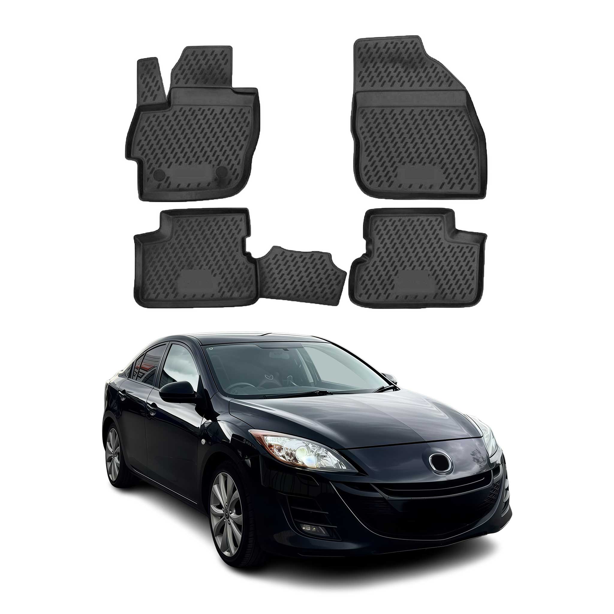 OMAC Gummimatten Fußmatten für Mazda 3 2009-2013 TPE Automatten Schwarz 4x