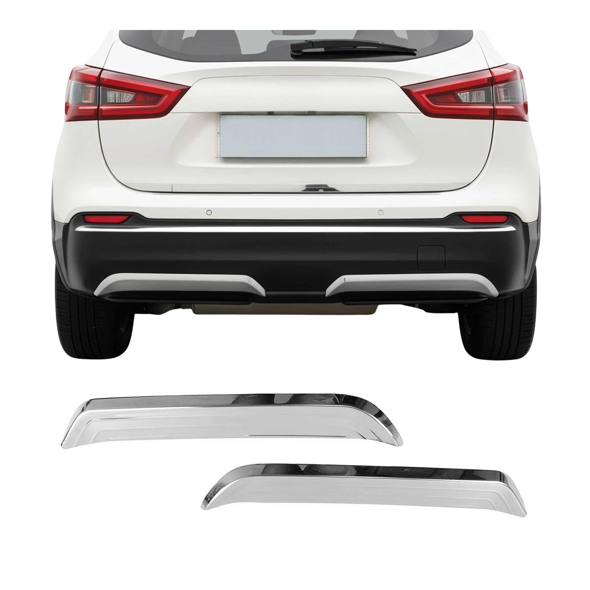 Heckdiffusor Stoßstangen für Nissan Qashqai J11 2017-2021 Edelstahl Chrom 2x