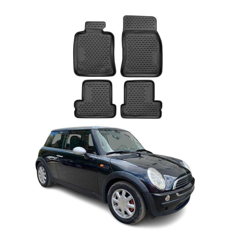 OMAC Gummimatten Fußmatten für Mini Cooper 2001-2013 3türen TPE Schwarz 4x