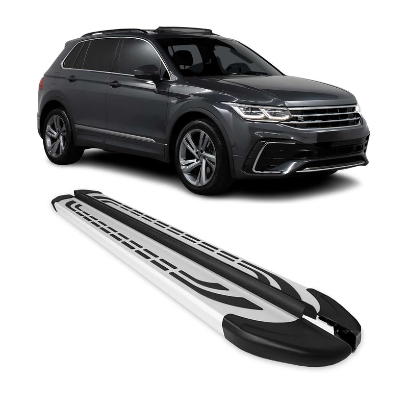 Trittbretter Schweller Seitenbretter für VW Tiguan 2016-2024 2X Aluminium Silber