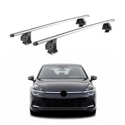 Alu Dachträger für VW Golf mk8 Schrägheck Kombi 2019-2026 TÜV T-Nut 2tlg Silber