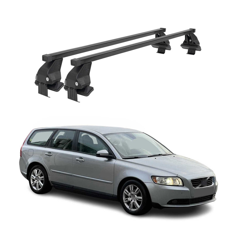 Menabo Dachträger Grundtäger für Volvo V50 2007-2012 FL 50kg Stahl Schwarz 2 tlg
