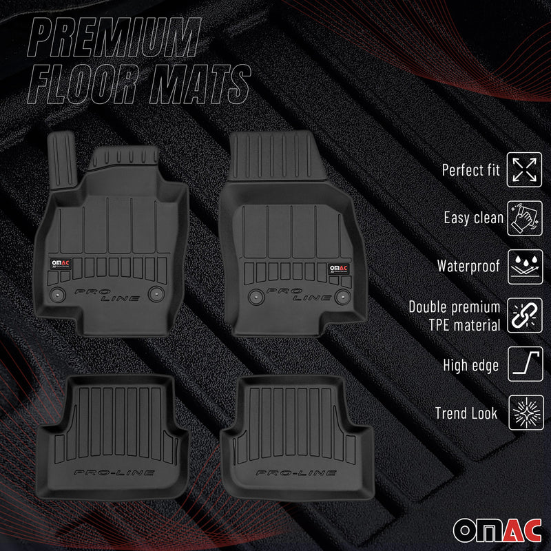 OMAC Gummi Fußmatten für VW Polo 2017-2025 Premium TPE 3D Automatten Schwarz 4x