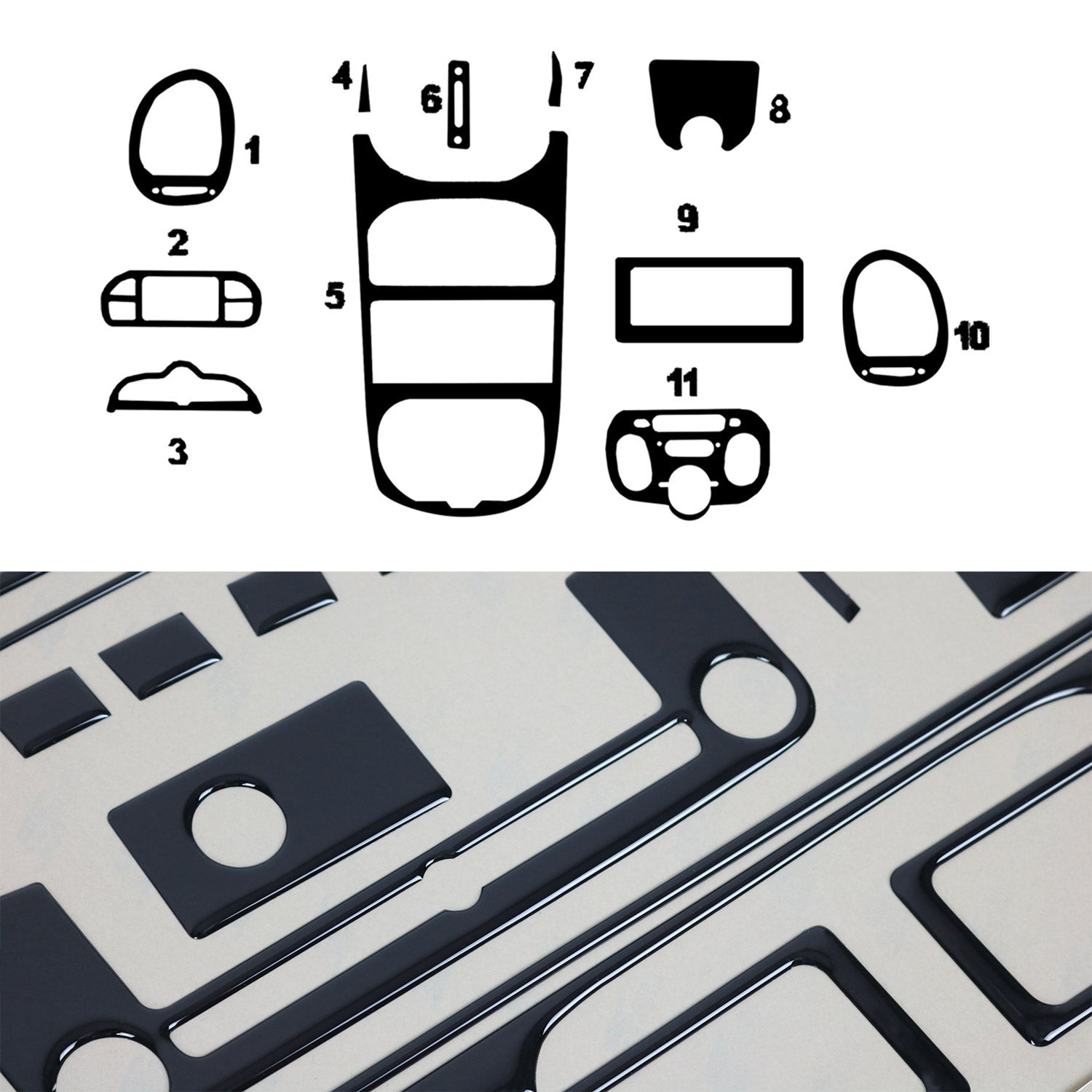 Innenraum Dekor Cockpit für Peugeot 206 1998-2009 Piano Schwarz Optik 11tlg