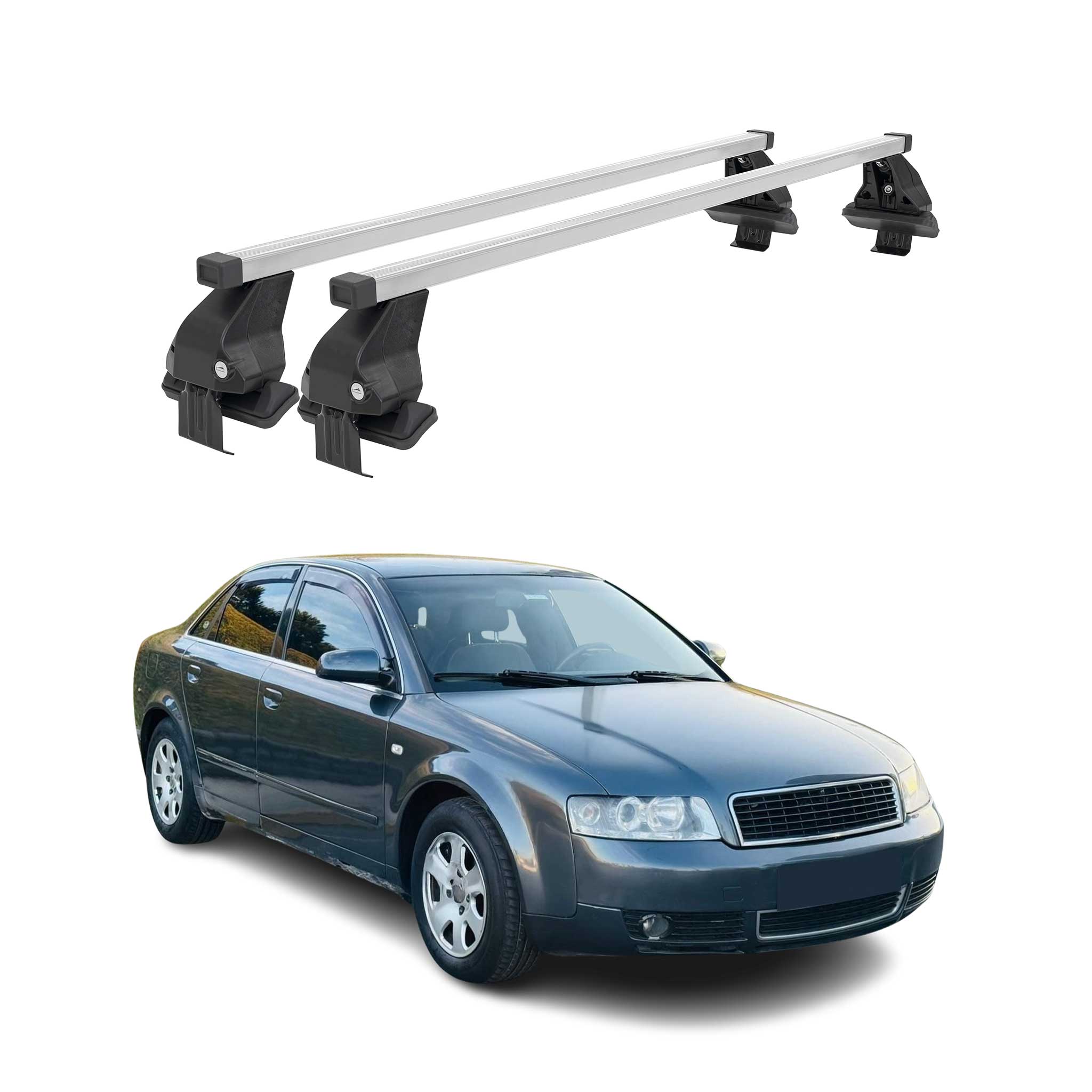 Menabo Dachträger Grundtäger für Audi A4 B6 B7 Limo 2001-2008 50kg Stahl Grau 2x
