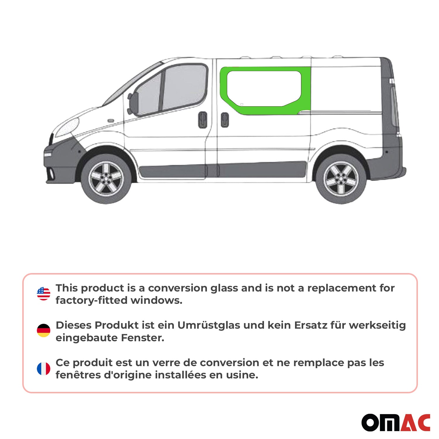 Seitenfenster Fenster für Nissan Primastar 2001-2014 Schiebetür Rechts L1 L2