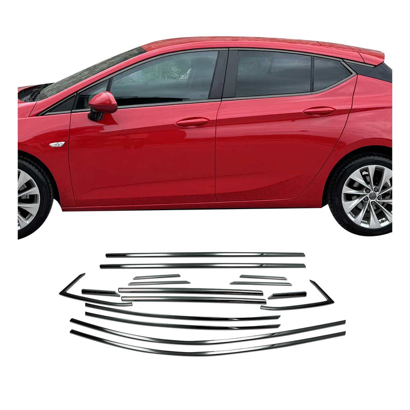 Fensterleisten Zierleisten für Opel Astra K Schrägheck Edelstahl Dunkel 16tlg