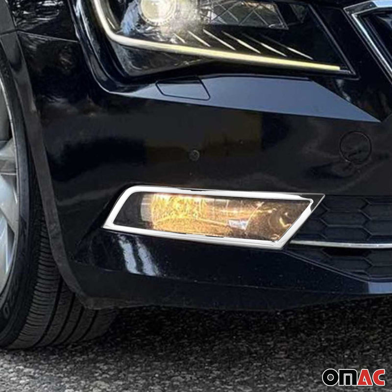 Nebelscheinwerfer Rahmen Umrandung für Skoda Superb 2015-2018 Edelstahl 2x