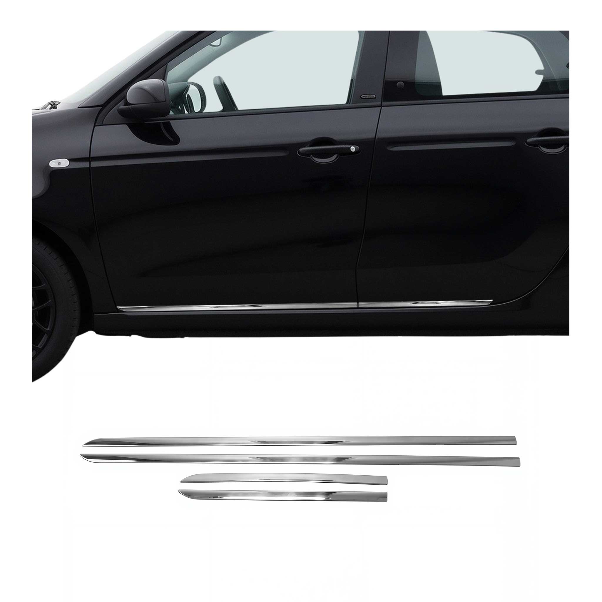 Seitentürleiste Türschutzleiste für Smart 453 454 Forfour 90/41cm Edelstahl 4x