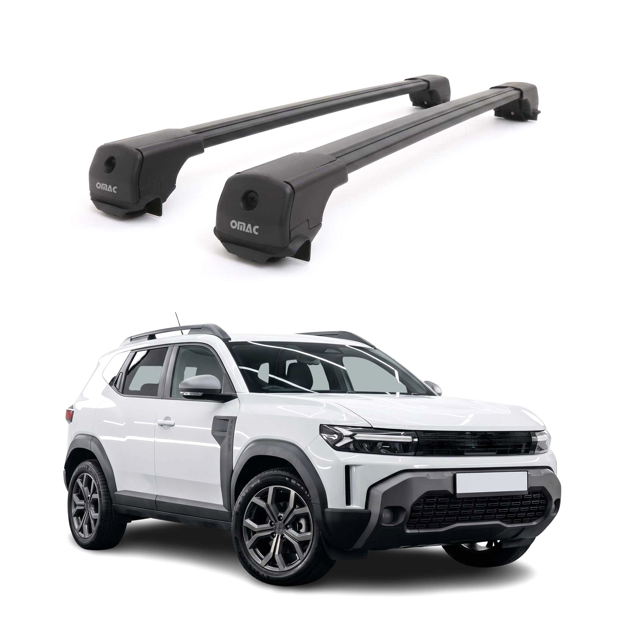 Dachträger Grundträger für Dacia Duster mk3 2024-2026 Aluminium 75kg Schwarz 2x