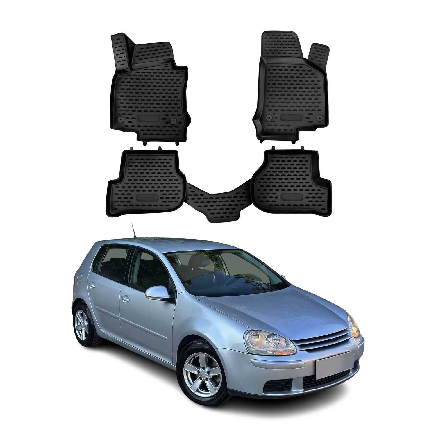 OMAC Gummimatten Fußmatten für VW Golf Mk5 Variant 2007-2009 TPE Schwarz 4x