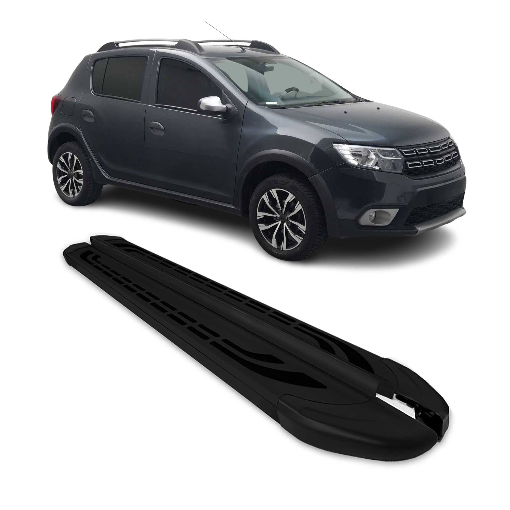 Trittbretter Seitenschweller für Dacia Sandero I II 2008-2020 Alu Schwarz