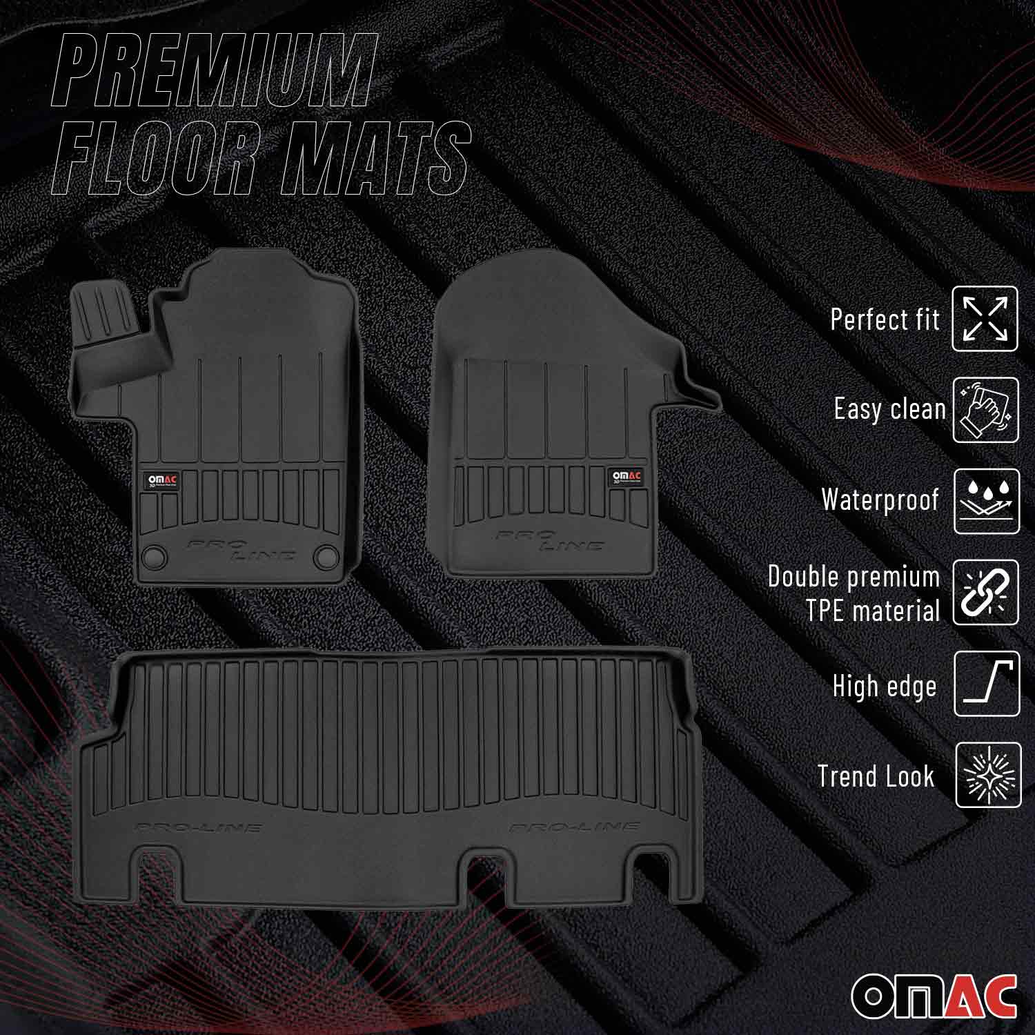OMAC Gummi Fußmatten für Mercedes Vito W447 2014-2026 Premium Gummi Schwarz 3tlg