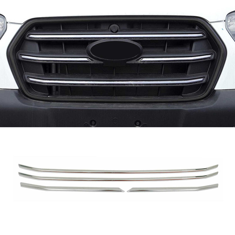 Kühlergrill Leisten Frontgrill für Ford Transit 2019-2025 Edelstahl Silber 4x