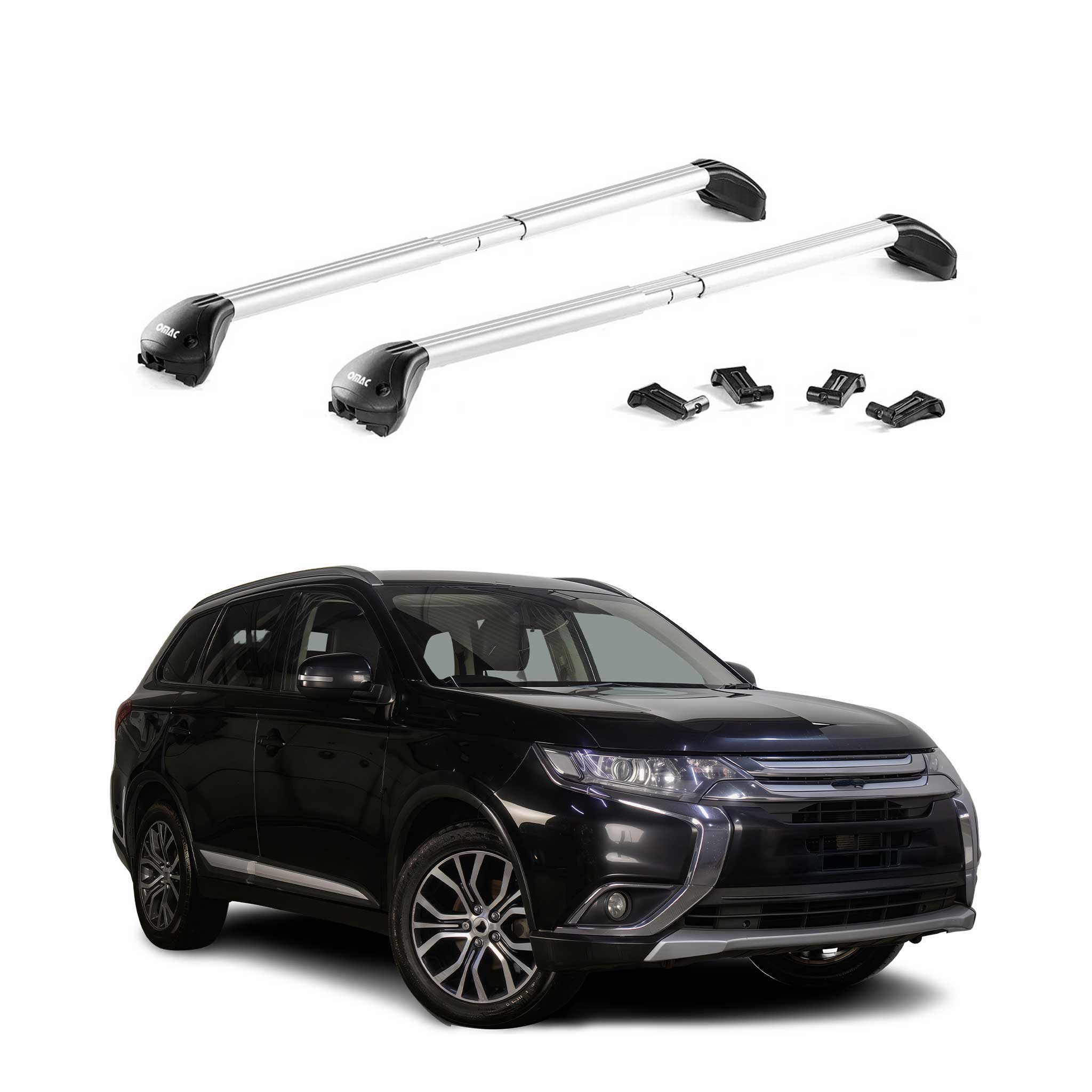Dachträger für Mitsubishi Outlander III 2013-2021 100kg Alu Silber 2 tlg ABE