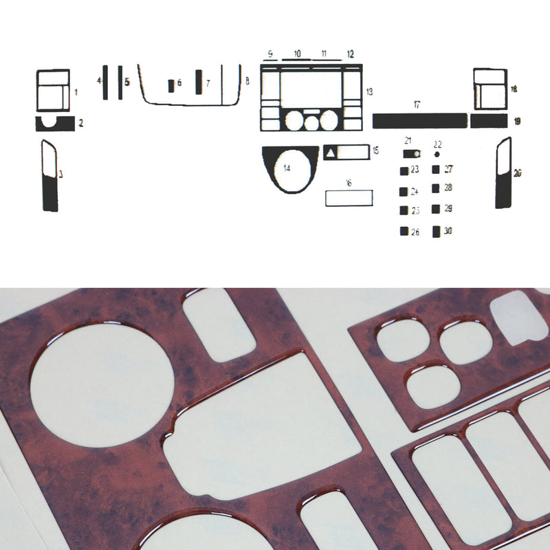 Innenraum Dekor Cockpit für VW Caravelle T5 2003-2010 Wurzelholz Optik 30tlg