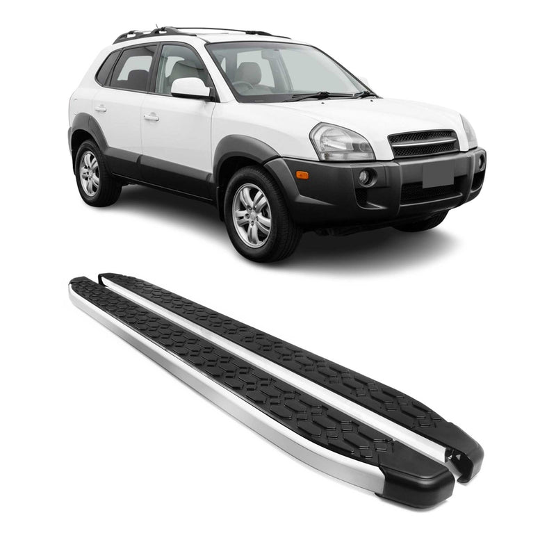 Alu Trittbretter Seitenschweller für Hyundai Tucson 2004-2010 Schwarz Silber 2x