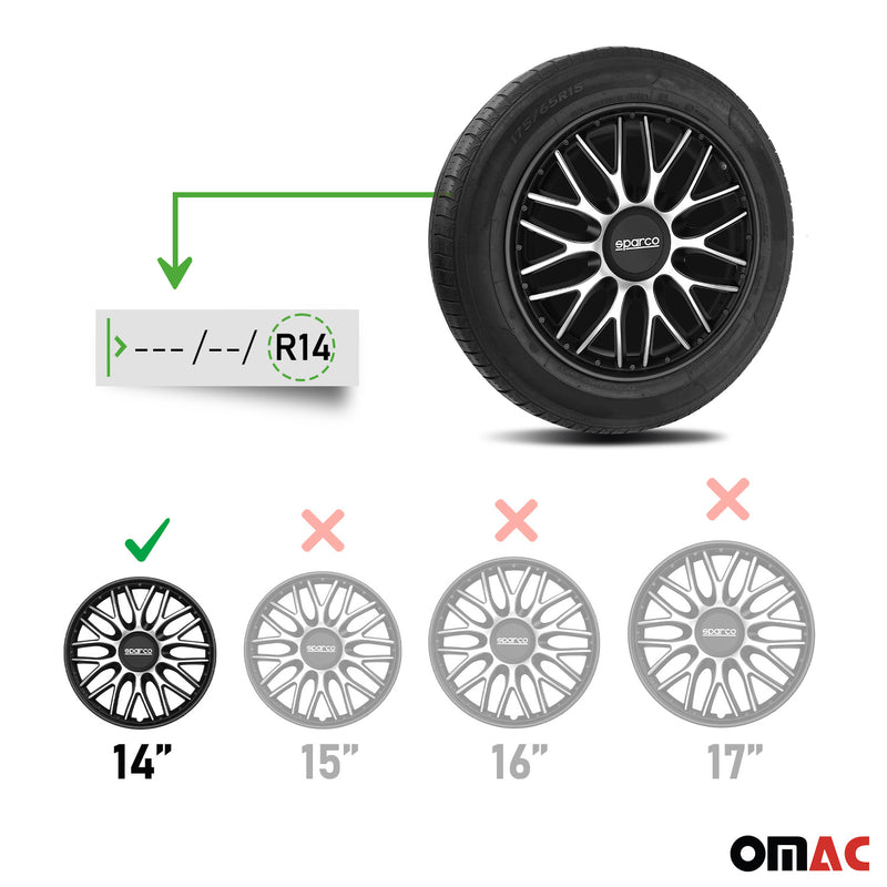 Sparco Radkappen 14 Zoll Roma Silber Schwarz 4tlg