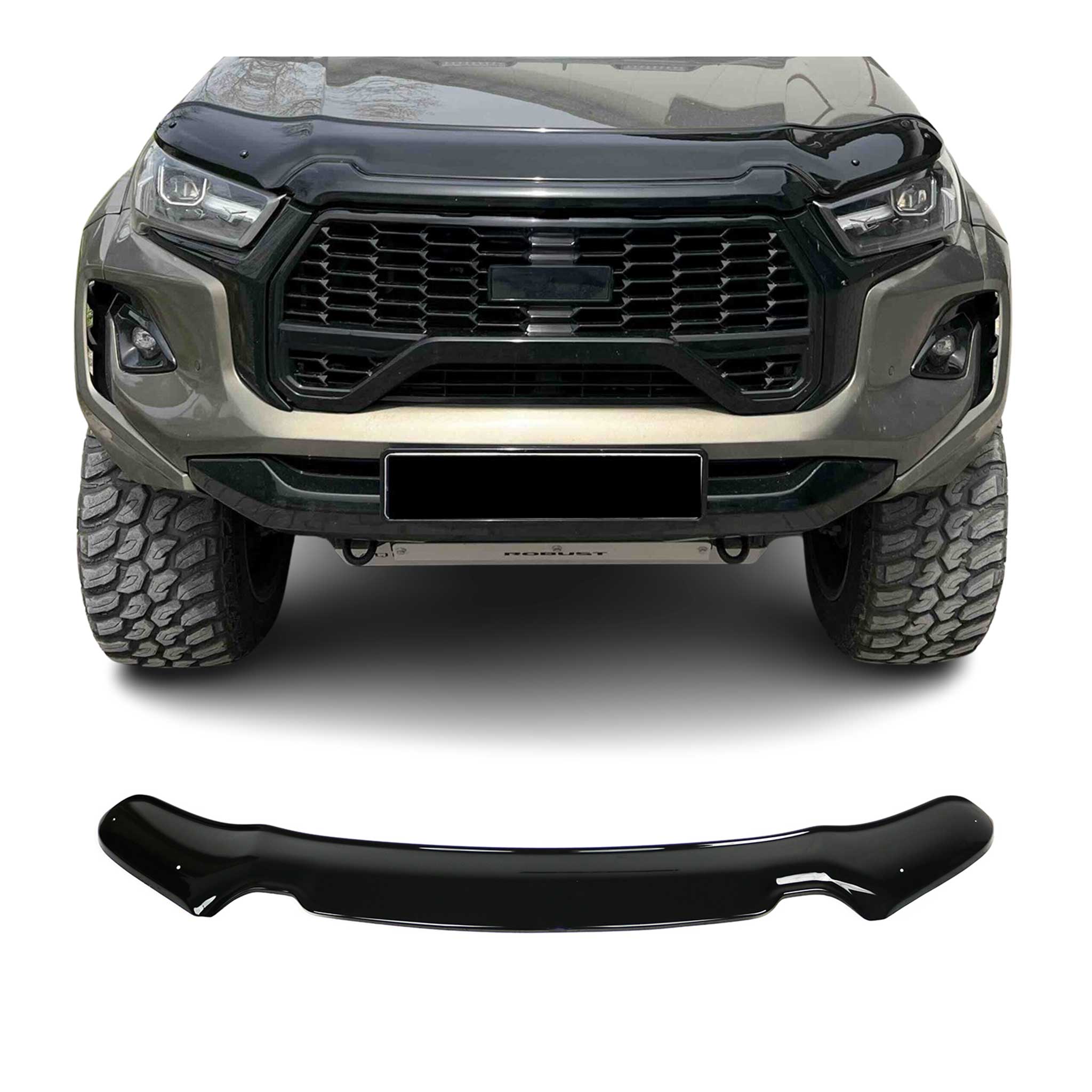 Motorhaube Deflektor Insekten für Toyota Hilux AN120 2020-2025 FL ABS Schwarz